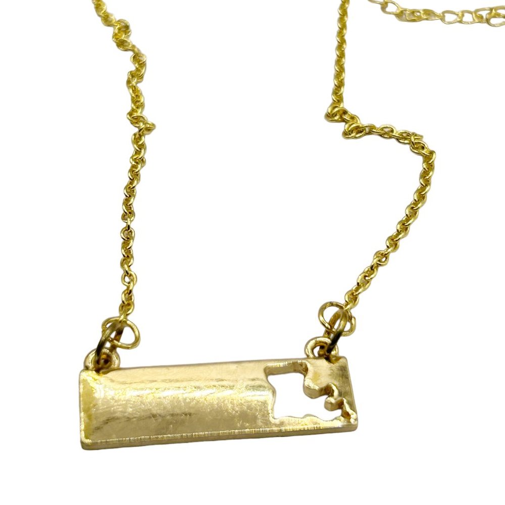 LA Cutout Bar Necklace - Gold Necklace